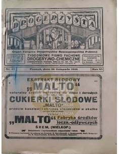 DROGERZYSTA TYGODNIK FACHOWY DROGERYJNO - CHEMICZNY Z 1924 ROKU 