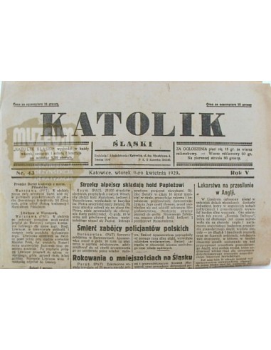 GAZETA KATOLIK ŚLĄSKI Z 09.04.1929 ROKU    